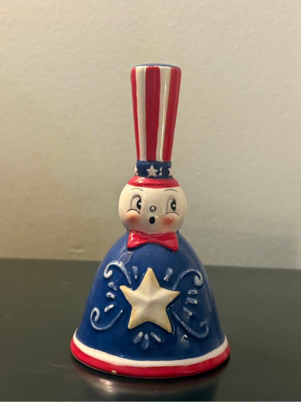 Patriotic Ceramic Bell Figurine - Red, White & Blue